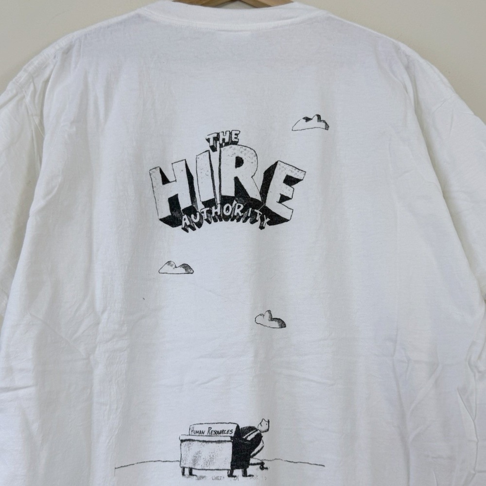 Vintage 90's Human Resources The Hire Adweek Magazines Comic Art White Tee Shirt - Picture 2 of 5